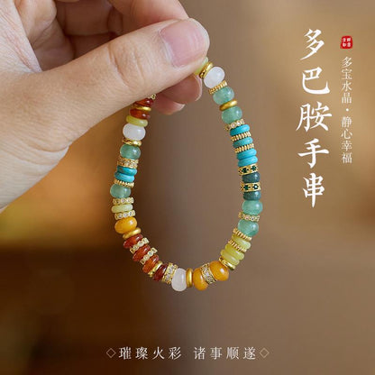 Natural Dopamine Natural Stone Bracelet for Women Rainbow Gold Diamond Multi-Gemstone High-End Texture Friendship Bracelet