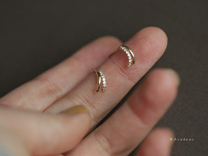 S925 Sterling Silver 14K Gold Plated Earrings Inlaid with Zircon Fresh and Versatile Student Earrings