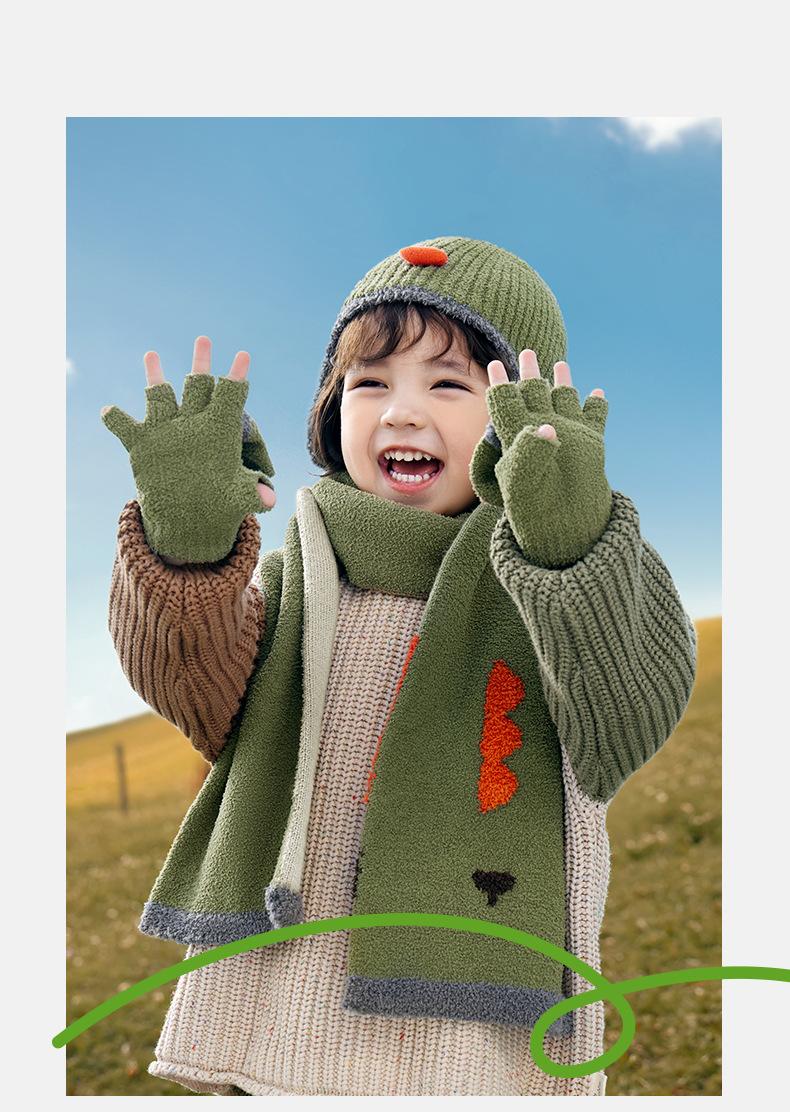 Baby Hat Autumn Winter Children Knitted Hat Ear Protection Baby Cute Girl Scarf Gloves Boy New Style