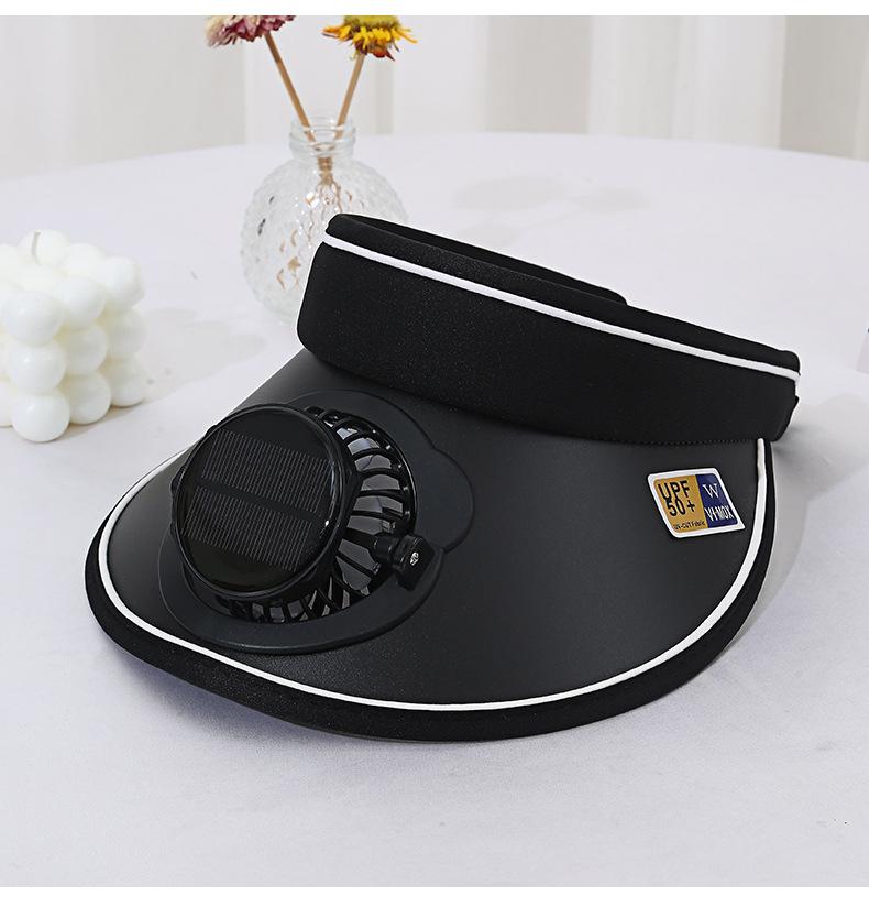 Summer Wide Brim Travel Solar Charging Fan Hat for Adults Men Women Parent-Child Open Top UV Protection Casual