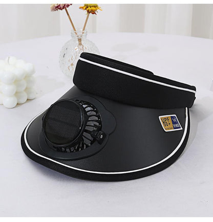 Summer Wide Brim Travel Solar Charging Fan Hat for Adults Men Women Parent-Child Open Top UV Protection Casual
