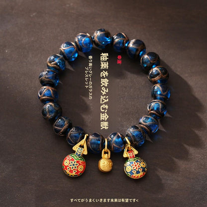 Incense Ash Glazed Bracelet Five-Color Incense Ash Family of Three Perfect Harmony Gold-Devouring Beast Palace Bracelet