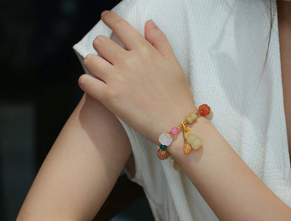Temple Natural Xinjiang Pumpkin Beads Bracelet Couple Retro Ethnic Style Gourd Pumpkin Jinsi Jade Bracelet