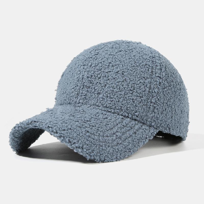Lightweight Lamb Wool Hat for Men and Women, Autumn and Winter Korean Style Trendy Versatile Baseball Cap, Outdoor Windproof Warm Solid Color Hat