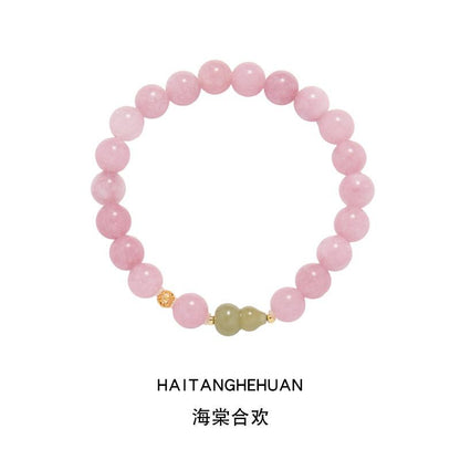 Purple Chalcedony Hetian Jade Gourd Bracelet S925 Silver Curly Grass Pattern Begonia Acacia Bracelet Chinese Style