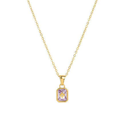 Titanium Steel High Color Retention European and American New North Star Birthstones Necklace 12 Birthday Crystal XINGX Clavicle Pendant Necklace