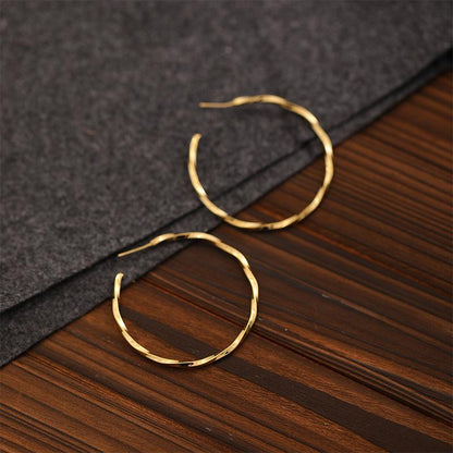 Minimalist Style Large Plain Hoop Light Luxury Ear Clips No Piercing Elegant European and American Metal High-end Design Versatile Earrings for Women Trendy