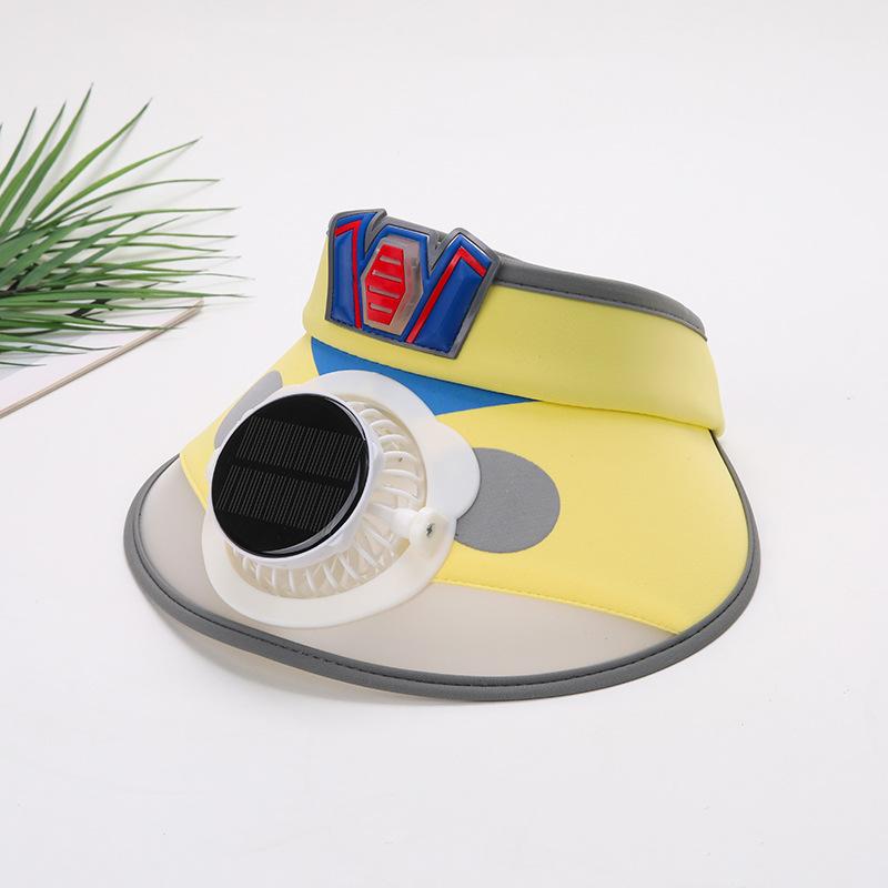 Children's Solar Charging Fan Hat Cartoon Boys and Girls Big Kids Outdoor Summer Sunshade Sun Protection Visor Hat