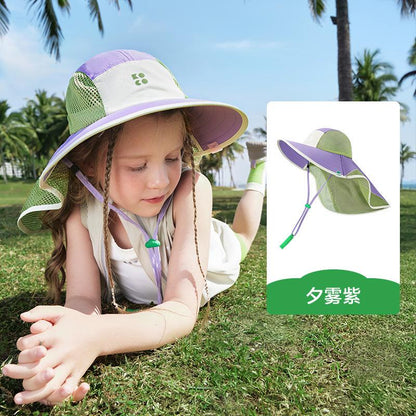KK Tree Children's Sun Hat UV Protection Boys Girls Wide Brim Sunshade Baby Sun Hat 2025 New Model