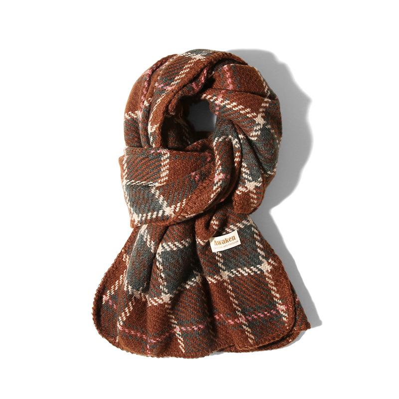 Autumn Winter Warm Scarf for Women British Christmas Plaid Red Scarf Retro Versatile Couple Shawl Neck Warmer