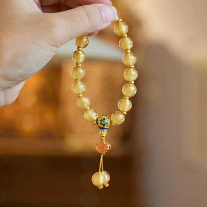 Beijing Yongxiang Gray Glass Bracelet Yellow Gold Foil Glass Daily Progress Gold Ruyi Bracelet Circulation Office