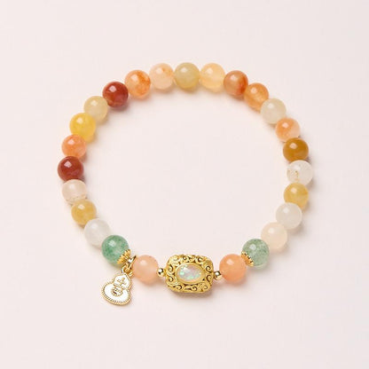 Natural 6MM Gold Silk Jade Bracelet for Women New Chinese Style Gourd Vintage High-end Jade Bracelet