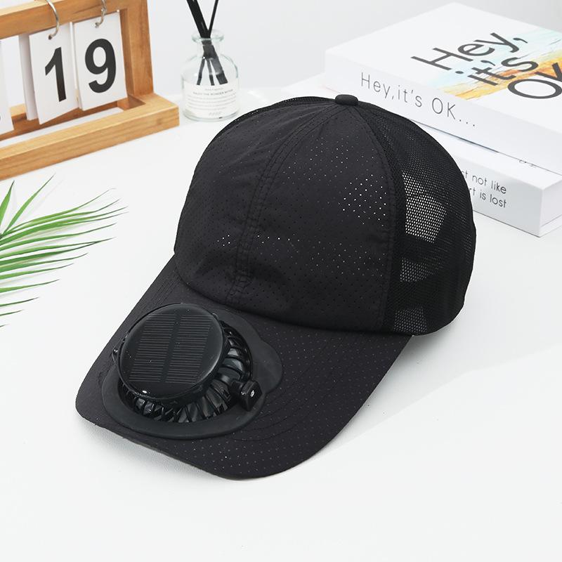 Summer Solar Charging Digital Display Fan Outdoor Quick-Dry Sunshade Sun Protection Wide Breathable Brim Hat Baseball Cap