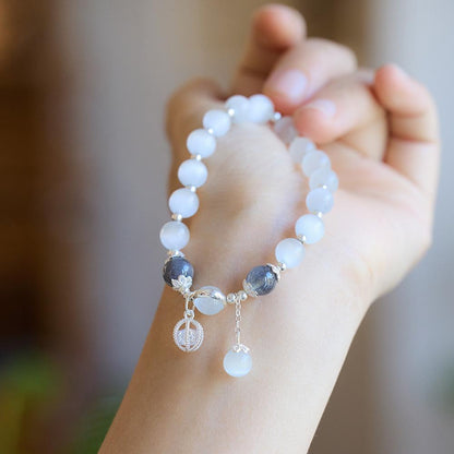 Cat's Eye Stone Bracelet for Women, Ins Niche Design, Simple Crystal Jewelry, Moonstone Bracelet, Best Friend Gift