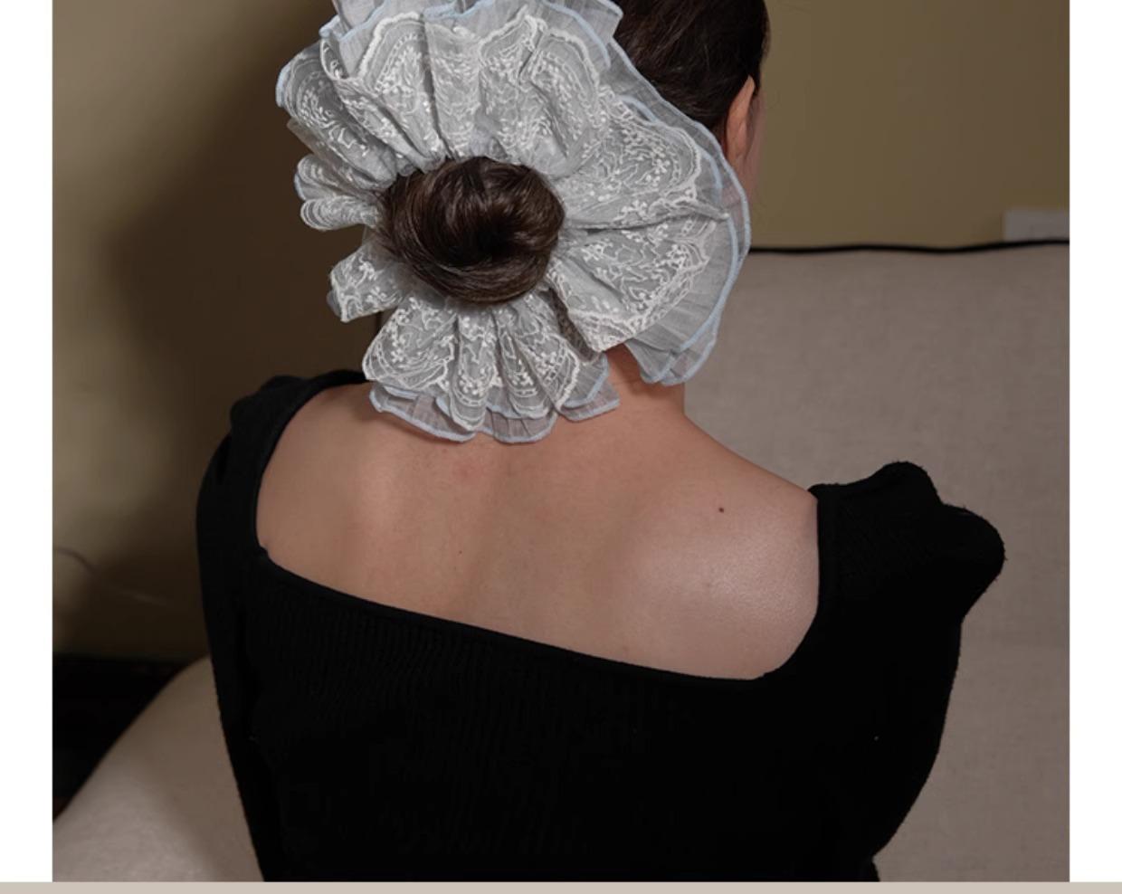 &lt;Dreamland&gt; Sheer Lace Hair Tie Ins Hair Accessories for Women Bun French Retro Hair Rope Hair Ornament Hair Flower