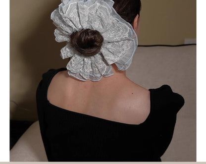 &lt;Dreamland&gt; Sheer Lace Hair Tie Ins Hair Accessories for Women Bun French Retro Hair Rope Hair Ornament Hair Flower