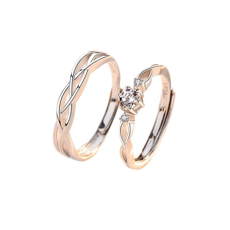 Couple Rings S925 Sterling Silver Pair of Rings Light Luxury High-end Feel Proposal Diamond Ring 520 Gift for Boyfriend and Girlfriend