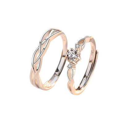 Couple Rings S925 Sterling Silver Pair of Rings Light Luxury High-end Feel Proposal Diamond Ring 520 Gift for Boyfriend and Girlfriend