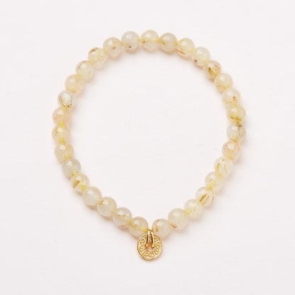 Natural 6MM Golden Rutilated Quartz Bracelet for Women, Attracting Wealth Coin Bracelet, High-End New Chinese Style Crystal Bracelet