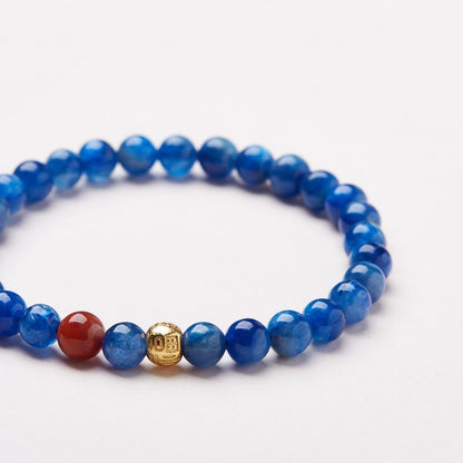 Natural 6MM Kyanite Bracelet for Women S925 Hundred Blessings Mountain Viewing Moon Viewing Bracelet Oil Painting Blue Gemstone Bracelet