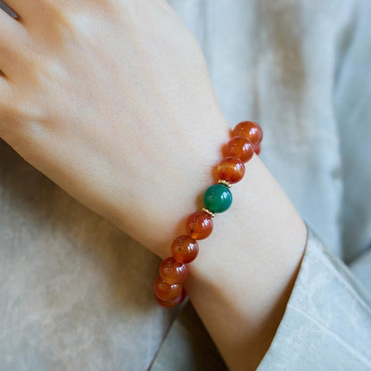 Natural Red Agate Bracelet for Women Cat's Eye Stone Beaded Bracelet Red Striped Agate Bracelet Best Friend Gift