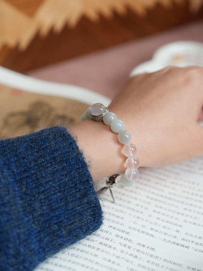 Original Design Natural 10MM Rose Quartz Bracelet for Women S925 Silver Wealth Tree Leaf High-End Crystal Bracelet
