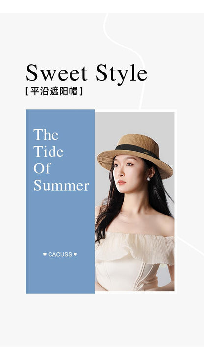 2023 Summer New Women's Straw Hat Outdoor Casual Beach Hat Wide Brim Slimming Sun Hat Vintage Sun Protection Hat