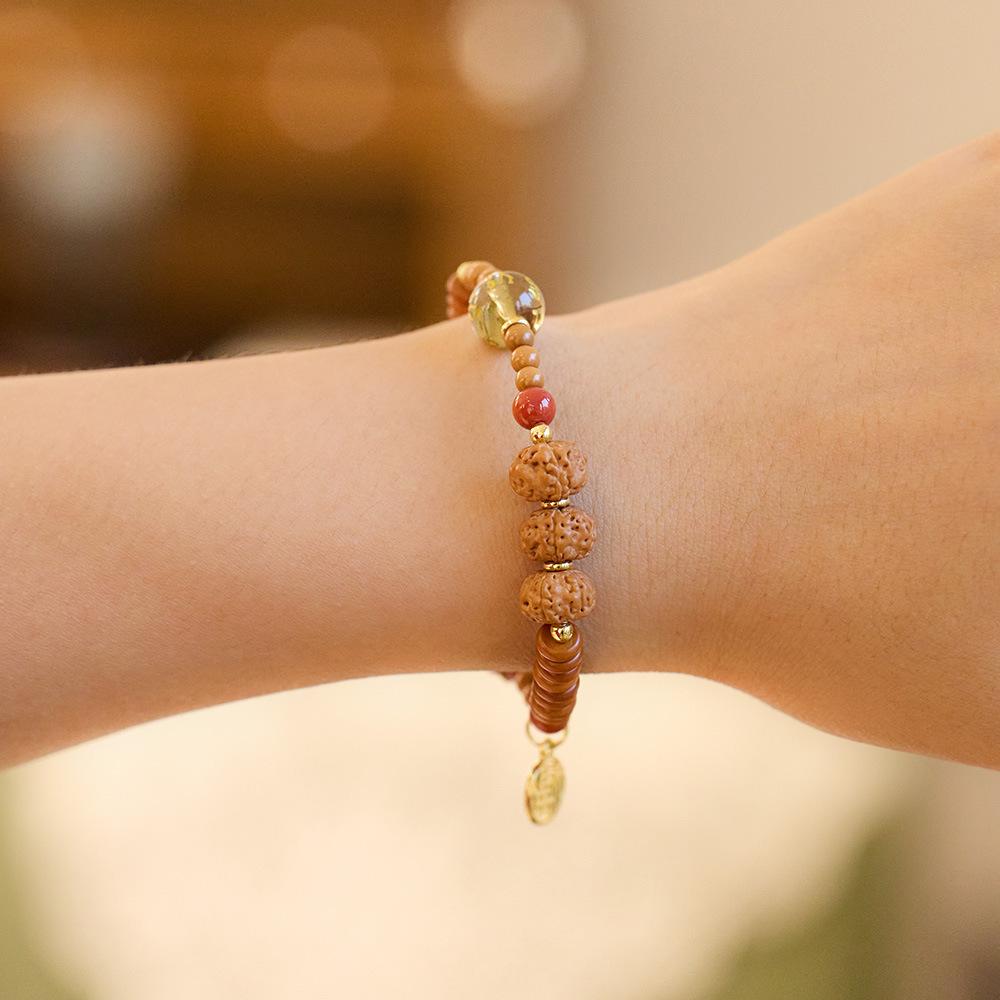 Original Rudraksha Bracelet Olivine Tea Crystal Agate Crystal Couple Bracelet