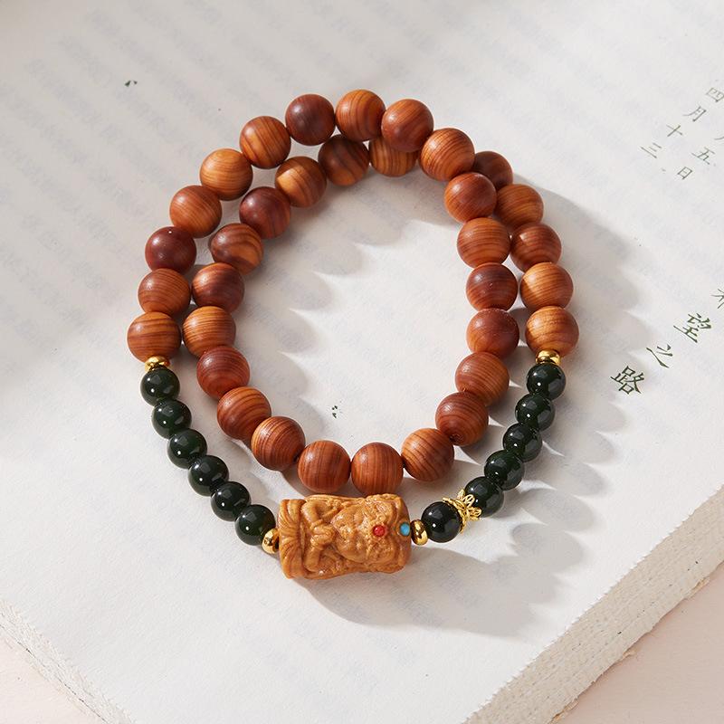 Natural Blue Water Jade Bracelet for Women Zakira Ram New Chinese Style Double Circle Bracelet Zakira Empress Tibetan Style Bracelet