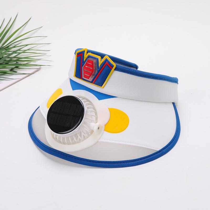 Children's Solar Charging Fan Hat Cartoon Boys and Girls Big Kids Outdoor Summer Sunshade Sun Protection Visor Hat