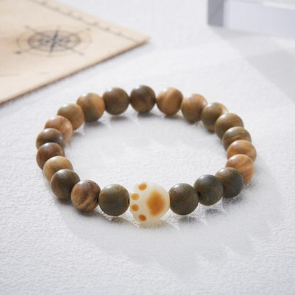 Natural 8MM Green Sandalwood Bracelet Charcoal Burnt Bodhi Cat Paw Design Style Cultural Play Bracelet for Men and Women