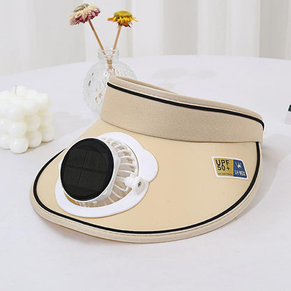 Summer Wide Brim Travel Solar Charging Fan Hat for Adults Men Women Parent-Child Open Top UV Protection Casual