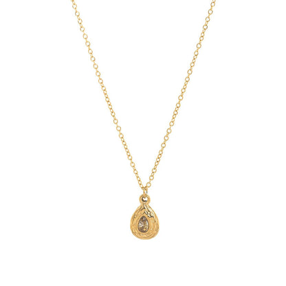 Titanium Steel Color Retention In Stock December Birthstone Irregular Pendant Necklace Round Coin Necklace