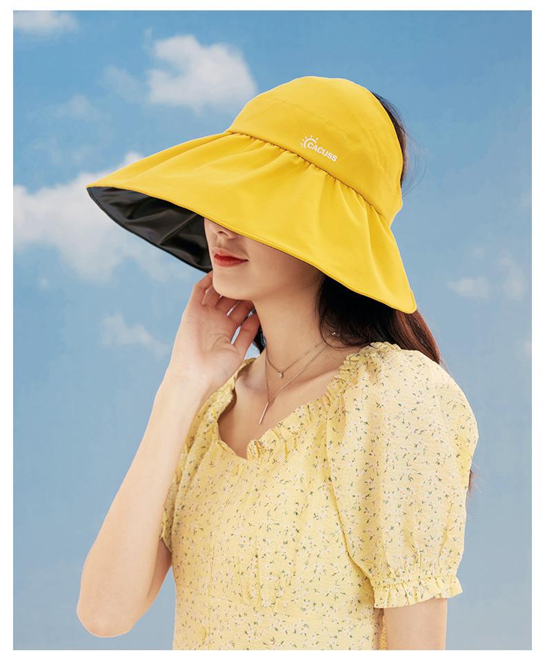 Spring and Summer Sun Hat Women's Big Brim Foldable Shell-like Bonnet Ice Silk Anti-Bacteria UV Protection Topless Hat