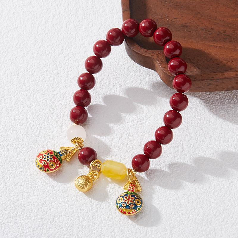 Natural Raw Mineral Purple Gold Sand Cinnabar Bracelet for Women, Gold-Sucking Beast Perfect Bracelet, Zodiac Year Gift