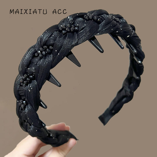 Hepburn Style Shiny Headband [Kefu Hairband] High-End Elegant French Headband High Crown Small Face Hair Accessory