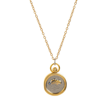 European and American 12 Zodiac Sign Stamp Color Retention Casting Plated 18K Gold Contrast Pendant Necklace for Women Twelve Zodiac Sign Necklace
