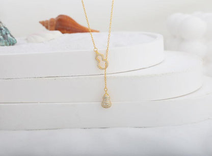 Niche Tassel Inlaid Diamond Gourd National Style S925 Sterling Silver Necklace for Women High-end Non-fading Hollow Small Gourd Jewelry