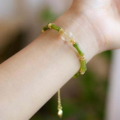 Chinese Style New Bamboo Knot Bracelet Agate Heart Sutra Crystal Bead Bracelet Simple Ethnic Style Good Luck Couple Gift Jewelry