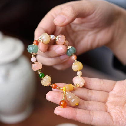 Temple Natural Xinjiang Pumpkin Beads Bracelet Couple Retro Ethnic Style Gourd Pumpkin Jinsi Jade Bracelet