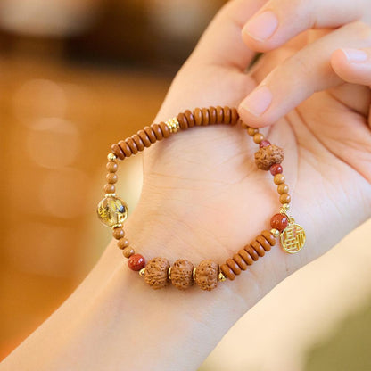 Original Rudraksha Bracelet Olivine Tea Crystal Agate Crystal Couple Bracelet