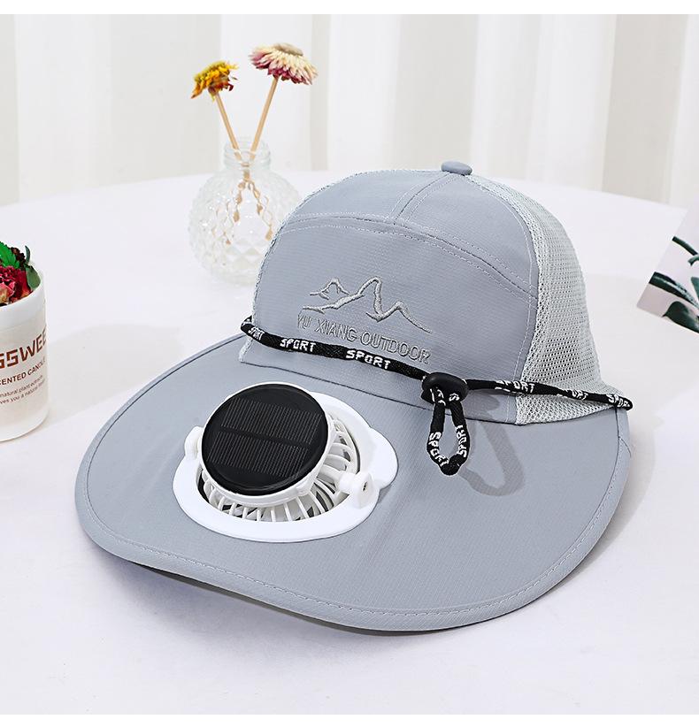Men's Summer Solar Charging Hat with Fan Fishing Outdoor Sunshade Sun Protection Hat Women's Wide Brim Mesh Hat