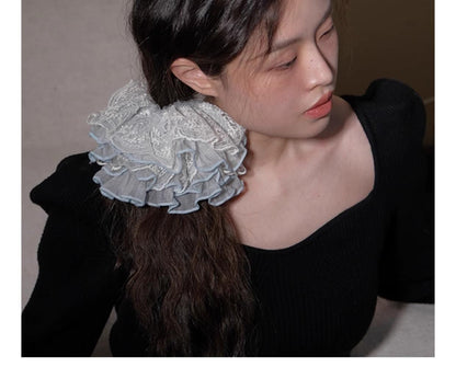 &lt;Dreamland&gt; Sheer Lace Hair Tie Ins Hair Accessories for Women Bun French Retro Hair Rope Hair Ornament Hair Flower