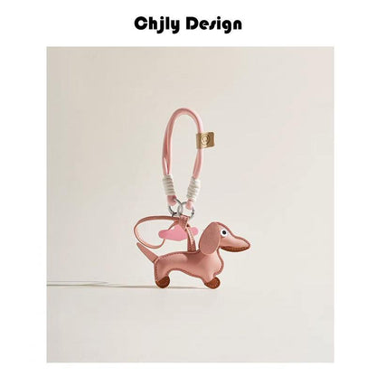 Woven Anti-Lost Short Rope Dachshund Dog Bag Pendant Phone Lanyard Car Keychain Little Pegasus Pendant