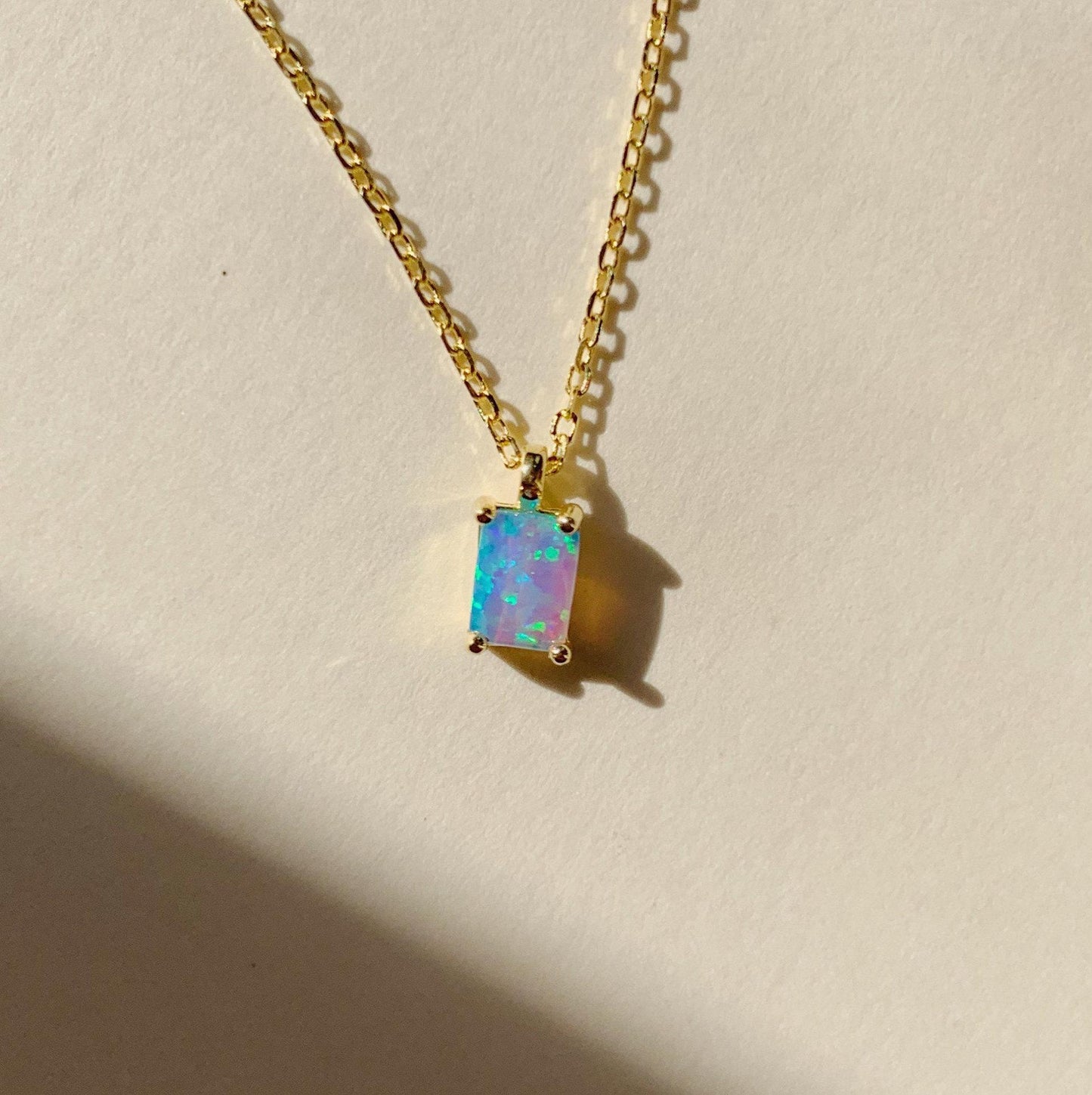 Titanium Steel Necklace Rectangular December Birthstone Pendant Colorful Zircon Clavicle Chain for Women Color Retention 18K Gold Plated Color Retention