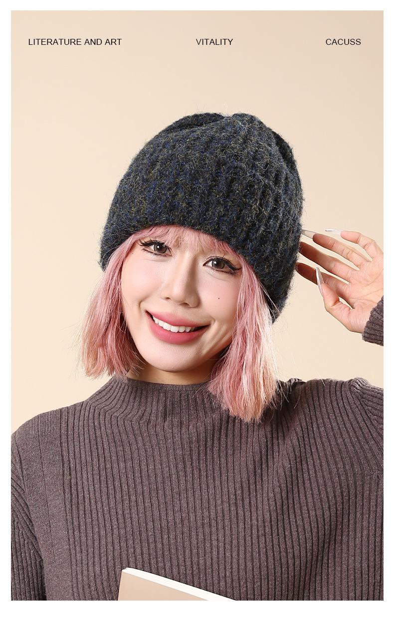 Autumn Winter Knitted Hat for Women Korean Fashion Slouchy Beanie Large Head Circumference Warm Knitted Hat Trendy Cold Hat