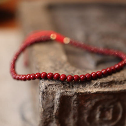 Natural Raw Mineral Birth Year Cinnabar Bracelet Red Luck Purple Gold Sand Design Braided Bracelet Lucky Red Rope