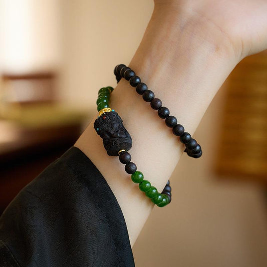 Natural Hainan Jiaozhen Fragrance Bracelet Masked Zakiram Double Circle Good Luck Bracelet Chicken Bone Fragrance