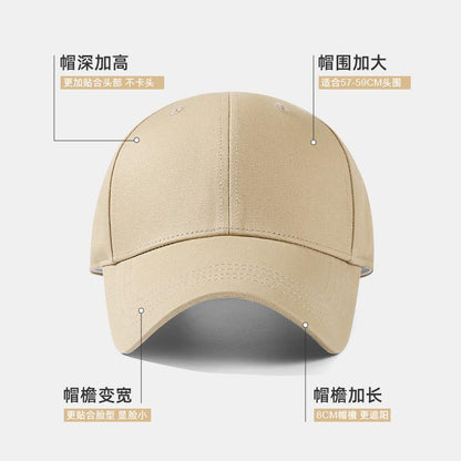 High-Quality Large Head Circumference Hat, Enlarged and Deepened, Spring and Summer Duckbill Cap for Women, Korean Style Baseball Cap with Wide Brim, Sunshade Hat