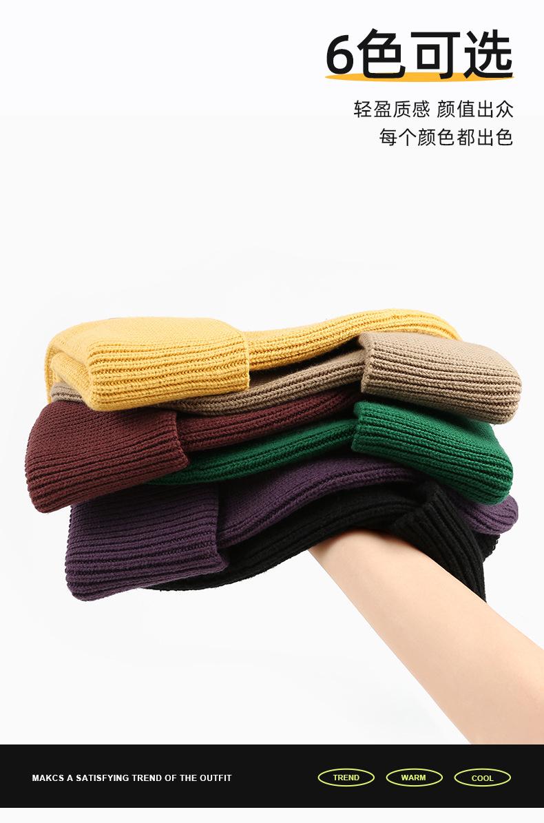 Couple Style Knitted Hat Simple Large Head Circumference Wool Hat Men Korean Version Trendy Cold Hat Autumn Winter Head Wrap Hat